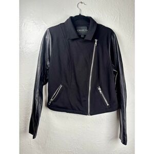 Forever 21 Plus Woman's 1X Black Faux Leather Moto Jacket